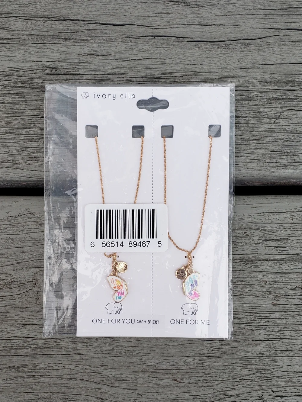 Ivory Ella Gold and Multicolor BFF Butterfly Necklaces 16